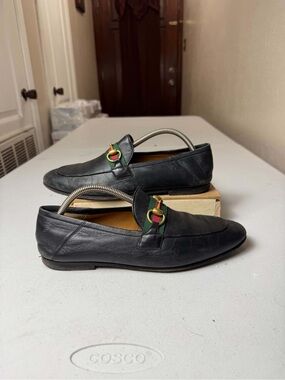 Gucci Brixton Black Leather Horsebit Web Loafers 8
6.5 UK / 7.5 US Men